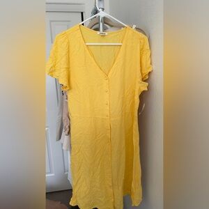 Good threads Yellow Button-Front V-Neck Dress